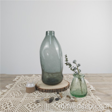 Gerecycled glazen vaas bloem gerookte bubbelglas grijs